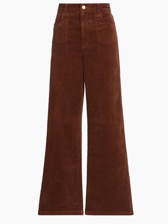 PAIGE Denim - Paige Annessa High-Rise Wide-Leg Corduroy Jeans - Brown